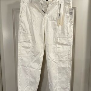 Sanctuary White Track Pants Relaxed Fit Cotton Blend